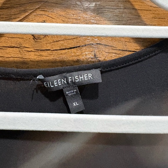 Eileen Fisher Black Scoop Neck 3/4 Sleeve Women's Top - Picture 3 of 8